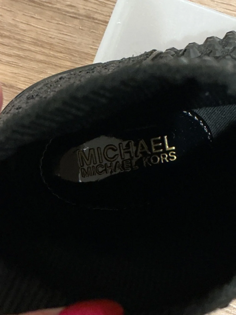 Michael Kors Skyler Wedge Stretch Knit Sock High Top Sneaker Black, Size 8